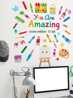 kids room decoration colorful pencil quote wall sticker