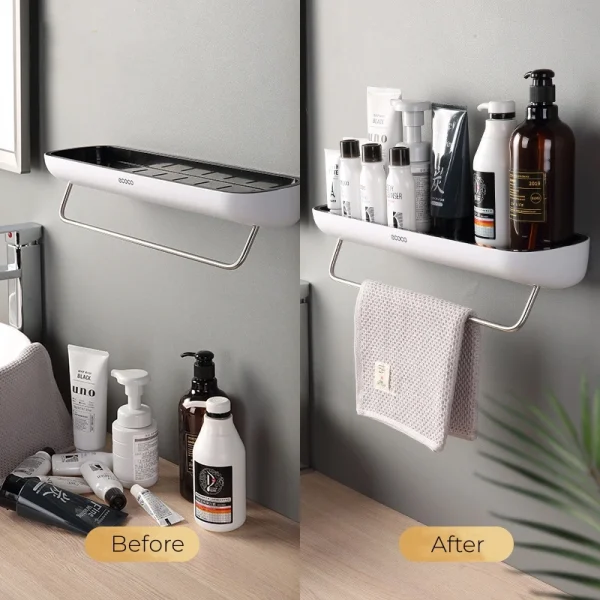 Bathroom Storage Shelf Wall Mounted Shower Organizer Shelves Detachable Drain Rack Kitchen Spice Container Home Storage Holder