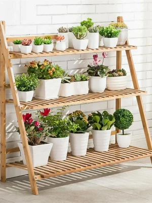 3-Nivå Bambus Plantehylle