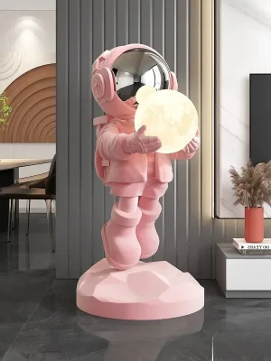 Moderne enkle store stueskulpturer i harpiks – astronautfigur, kreativ skulptur og dekorasjon