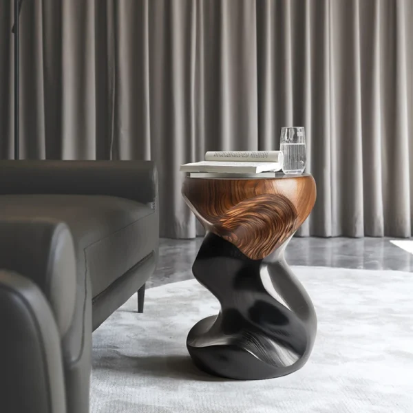 Designer kreativt valnøtt sidebord i heltre – lys luksus hjørnebord til sofa 4o mini