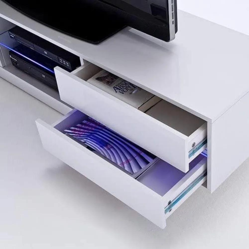 High Gloss TV Stand In Grey With Multi LED Lighting