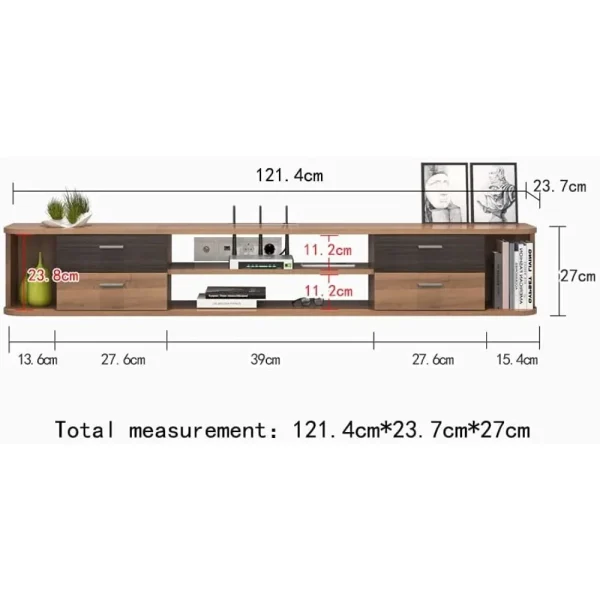 Floating TV Unit, Modern Entertainment Media Console Center Large Storage TV Bench for Living Room Office