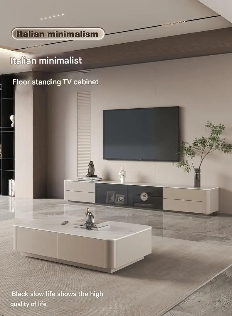 Designer TV-bord i nordisk stil – luksuriøst gulvstående med utstillingshylle