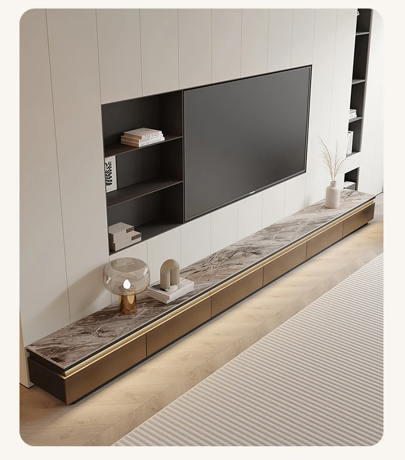 Nordisk Luxury TV-benk med skuffer – mobil designerreol med oppbevaring