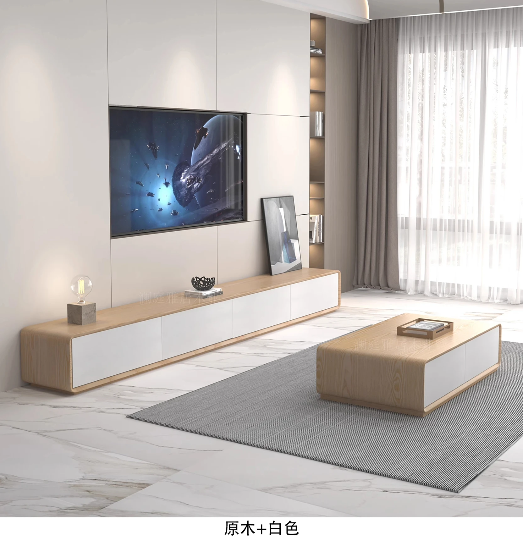 Moderne minimalistisk TV-bord med skuffer og oppbevaring