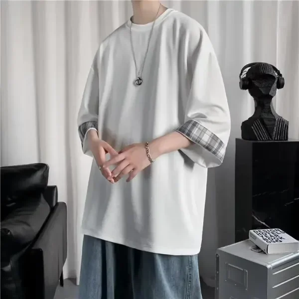 Men's Korean Two-piece Illusion Tee - Loose Summer Style