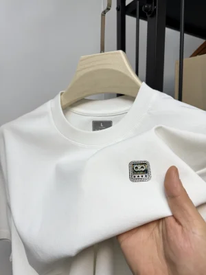 2025 Men's Badge Print Cotton T-Shirt - Korean Style