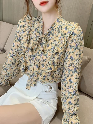 Floral Chiffon Office Blouse