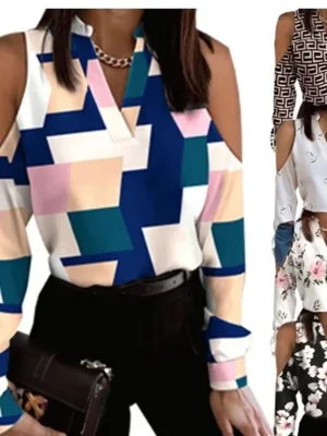 Women's Floral Print Lace-up Blouse - Loose Fit Casual
