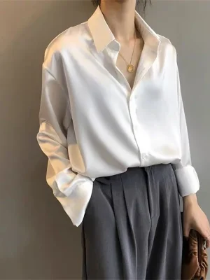 Women's Button-Down Collared Blouse - Spring/Fall Casual