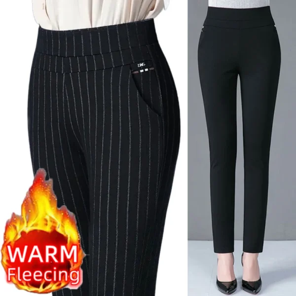 Office Fleece Pencil Pants - Winter Elastic Waist Slimming