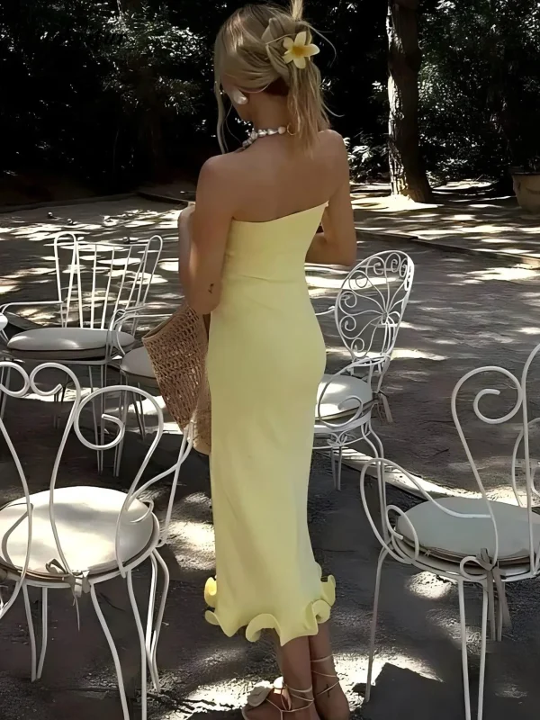 Hugcitar 2024 Elegant Stroppeløs Maxi Kjole