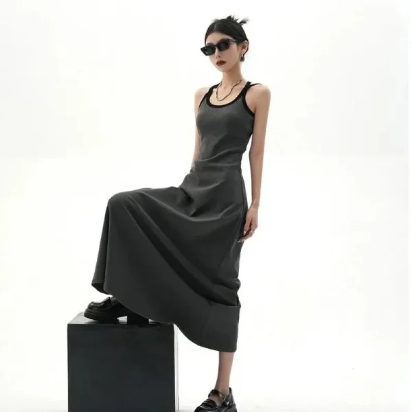 Ny Sommerkjole 2025 – Svart Løs Off-Shoulder Slipdress
