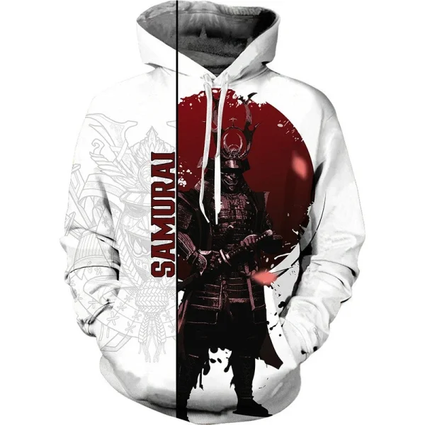 3D Samurai Hoodie – Japanese Anime Pullover for Men & Women