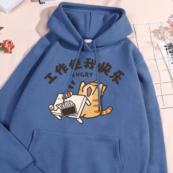 Fun Cat Print Hoodie – Oversized Casual Pullover Unisex