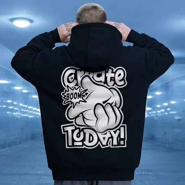 Men’s Retro Cartoon Hoodie – High Street Casual Pullover