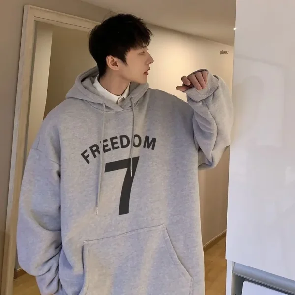 Korean Style Number Hoodie – Casual Loose Fit for Couples