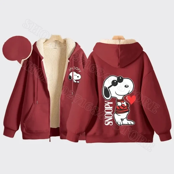 Snoopy Hoodie Cardigan – Unisex Warm Cartoon Sweatshirt