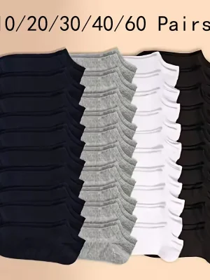 10/20/30/40/60 Pairs Of Unisex Solid Color Socks