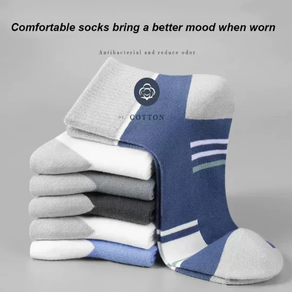6 Pairs Men Socks Breathable Cotton
