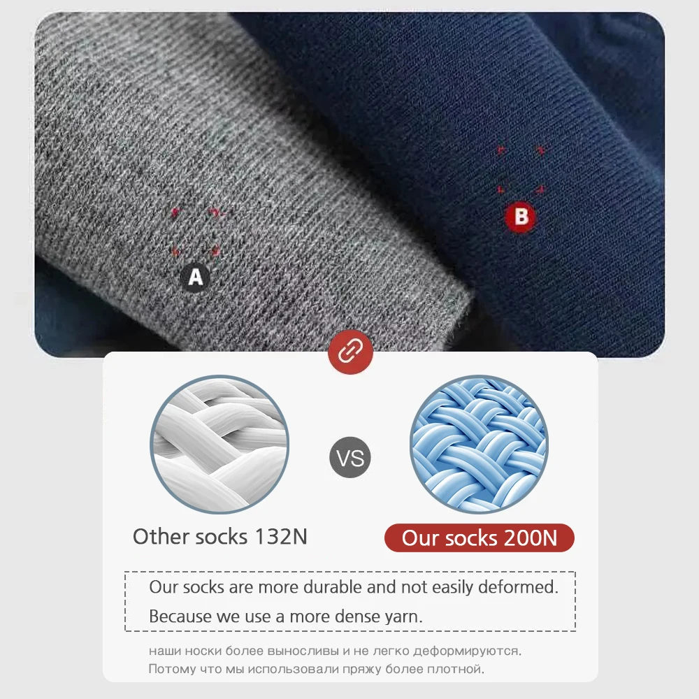 HSS 5/10 Pairs Men's Cotton Blend Socks Black Business Men Socks Soft Breathable Summer Winter for Male Socks Plus Size (6.5-14)
