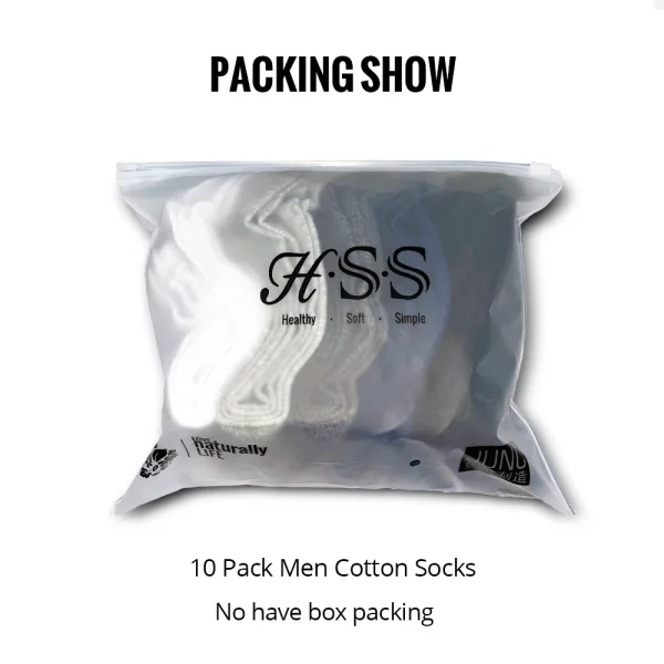 HSS 5/10 Pairs Men's Cotton Blend Socks Black Business Men Socks Soft Breathable Summer Winter for Male Socks Plus Size (6.5-14)