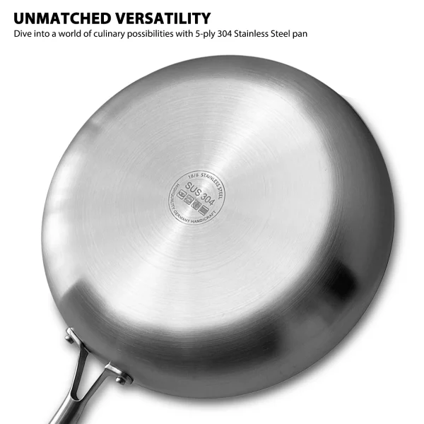 304 Stainless Steel Frying Pan – Nonstick, Uncoated