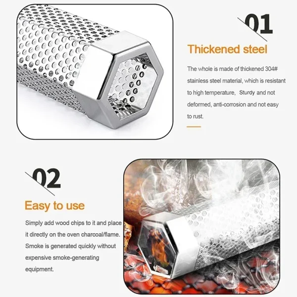 6/12 inch BBQ Stainless Steel Smoker Grill Tube Perforated Mesh
