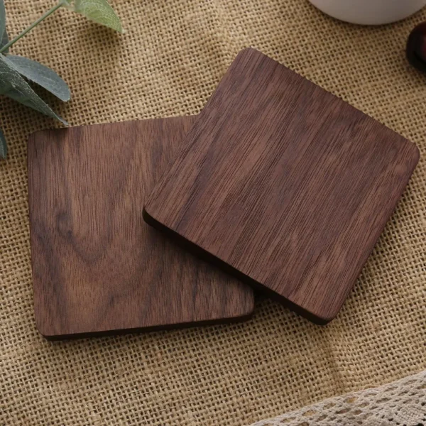 Solid Wood Coaster – Round Beech, Rosewood & Walnut Heat-Resistant Drink Mat