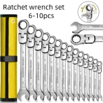 Ratcheting Wrench Set 6–22mm – Metric Flex-Head Spanners with Storage Bag