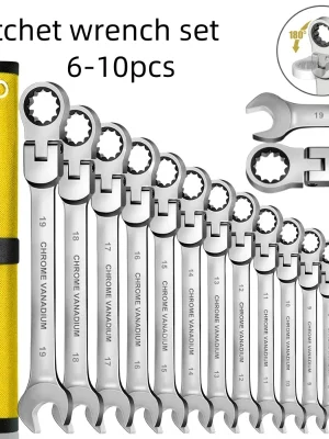 Ratcheting Wrench Set 6–22mm – Metric Flex-Head Spanners with Storage Bag