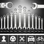 Ratcheting Wrench Set 6–22mm – Metric Flex-Head Spanners with Storage Bag