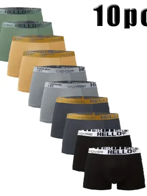 10PCS Men’s Boxer Trunks – Breathable, Quick-Dry & Stretchy Underwear