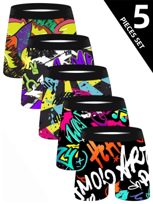 5PCS Men’s Long Boxer Briefs – Soft, Skin-Friendly & Colorful Underwear