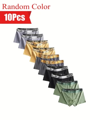 10PCS Men’s Underwear – Breathable, Comfortable Boxer Shorts in Slim & Loose Fit