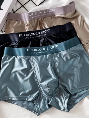 3PCS/Pack Luxury Ice Silk Satin-like Boxers