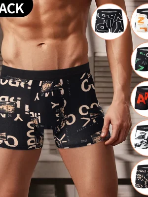 4/5/6/10 Piece Pack Men's Fashion Printed Pants with Various Combinations Plus Size Sports Comfortable Adolescent Boxer Pants