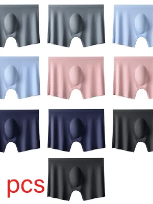 10PCS Men’s Ice Silk Boxers – Seamless, Ultra-Thin & Breathable Underwear