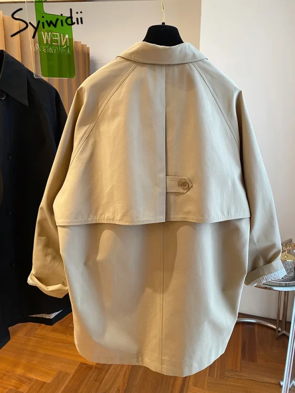 Syiwidii Trench Coat for Women 2025 Oversized Cargo Coats Outerwear Female Spring Autumn Loose Korean Fashion Mid-Length Jacket