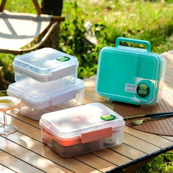 Dobbel bento-lunsjboks med bærehåndtak