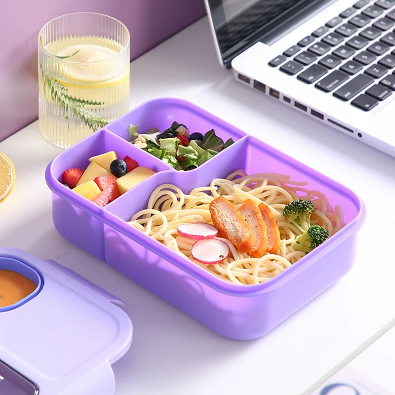 Bærbar bento-lunsjboks med bestikk – mikrobølgesikker og gjenbrukbar plastmatboks