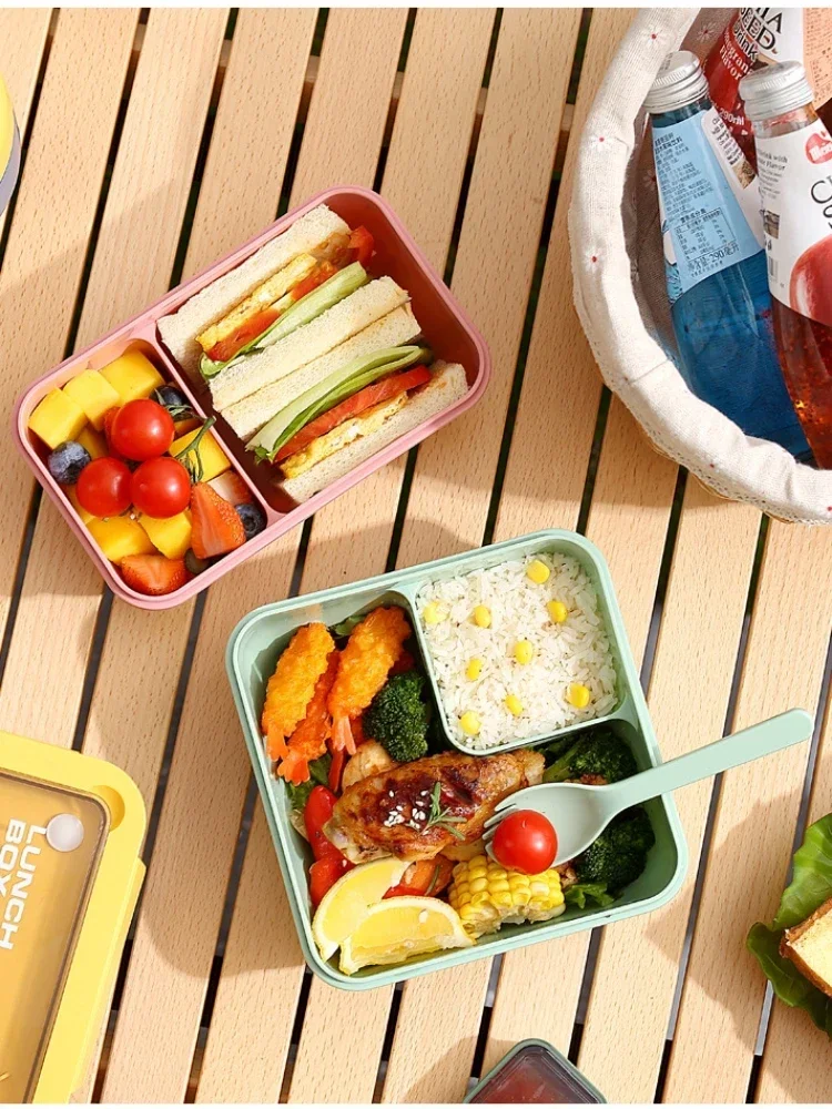 850/1100 ml bento-lunsjboks – mikrobølgesikker, lekkasjesikker med bestikk