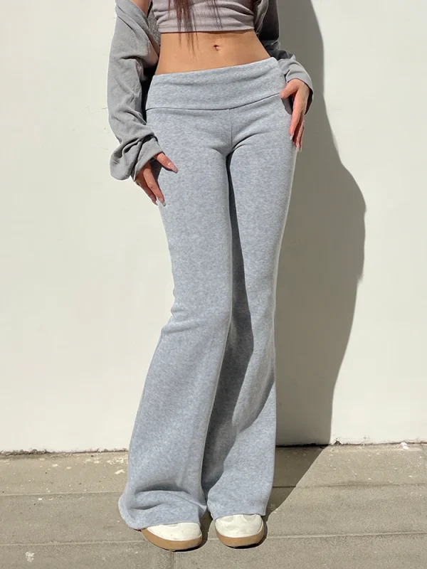 Sweetown Dame Joggebukser – Lav Midje, Grå Flared Sweatpants
