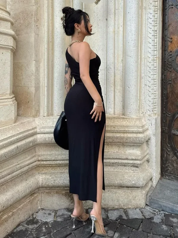 Festkjole Dame - Elegant Sort Kjole til Sommer og Kveldsbruk